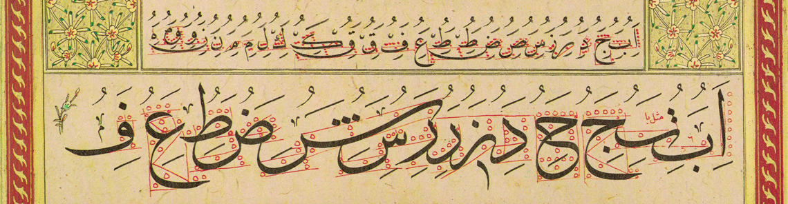Mashq of individual letters in Naskh and Thuluth style