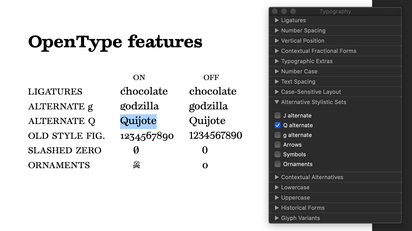 How to choose the right typeface: OpenType features