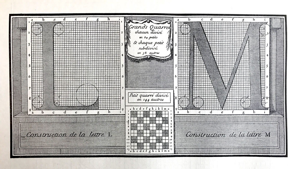 Roman du Roi typeface, 1693 (source: Krásné písmo II, František Muzika)