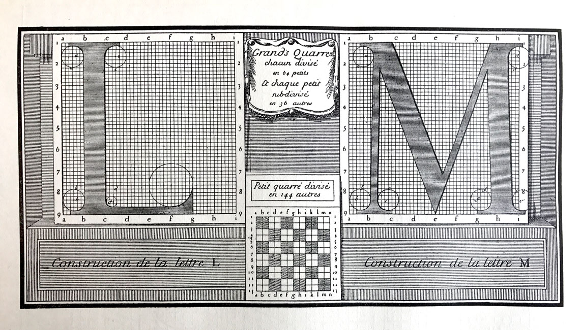 Roman du Roi typeface, 1693 (source: Krásné písmo II, František Muzika)