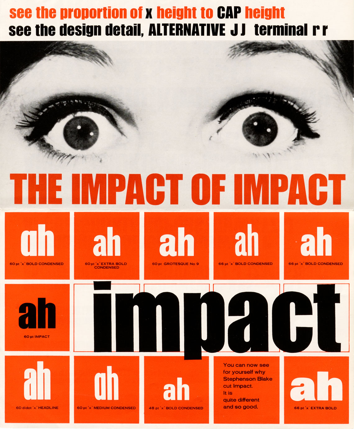 Stephenson Blake's Impact, specimen designed in 1965 by Geoffrey Lee