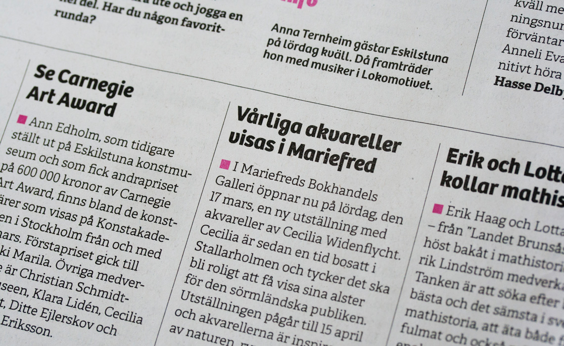 A range of TypeTogether's typefaces used for newspaper design