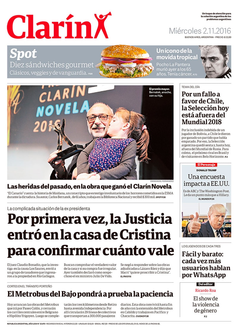 portada font shown in title of clarin newspaper cover