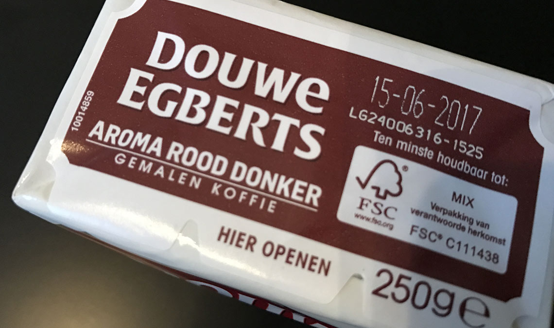 Gerard Unger’s Alverata in use in the Dutch brand Douwe Egberts
